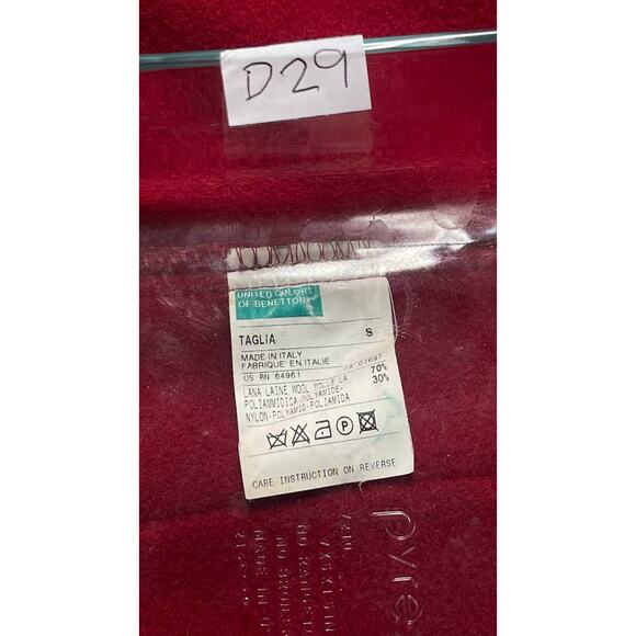 Benetton Wool Duffle Toggle Peacoat Sz S Red Hooded Classic Paddington Bear - Picture 7 of 13